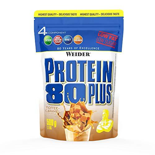 Weider Protein 80 Plus, Proetina de suero de suero  de leche, Sabor Caramelo, 500 gr