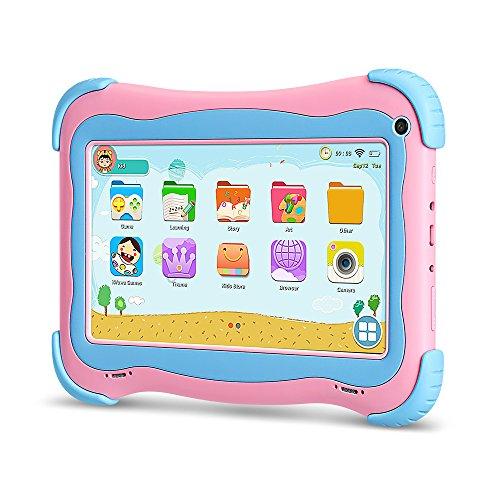 YUNTAB Q91 Tablet Infantil de 7 Pulgadas (Android 5.1, Quad-Core,Allwinner A33, WiFi, Bluetooth, HD 1024x600, 1+16GB, Tarjeta TF 32 GB, Doble Cámara, Google Play, Juegos Educativos) (Q91, Rose)