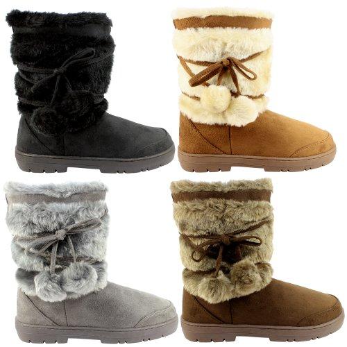 Zapatos para Mujer Fur Lined Tall Bobble Suela Gruesa Nieve